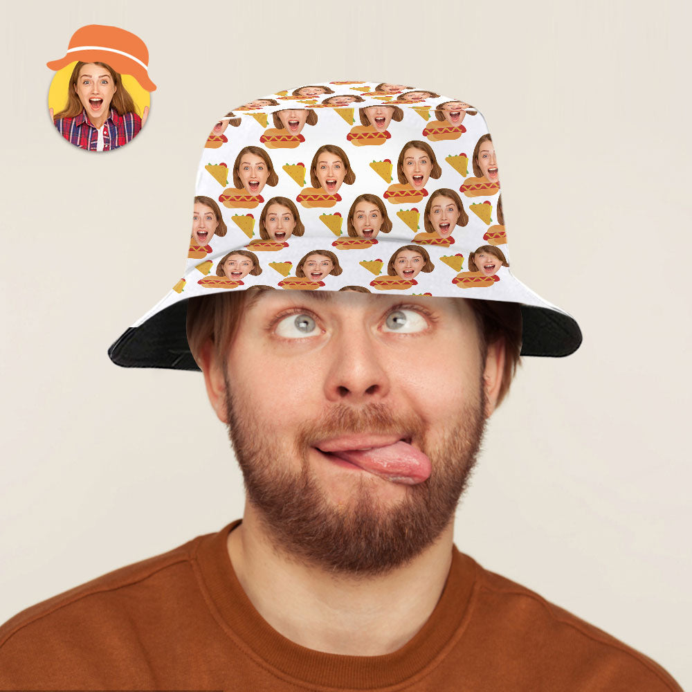 Custom Face Bucket Hat Personalised Funny Hat Summer Wide Brim Fisherm -  MakePhotoPuzzleUK