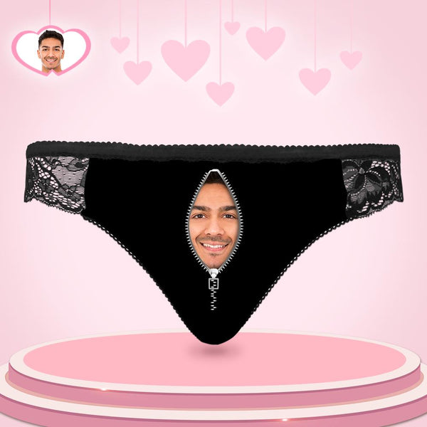 Lace Panty Custom Face behind zipper Panties - MakePhotoPuzzleUK