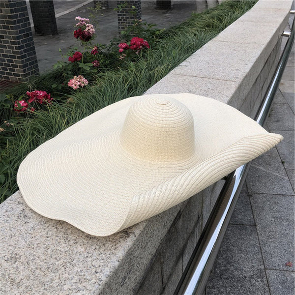 Women Summer Sun Protection Straw Hat Beach Oversized Brim Big Floppy Folding Sun Hat